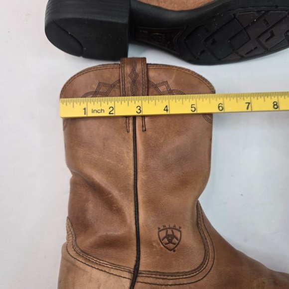 Ariat Midcalf Western Boots Sz 8 Brown Leather Pull On Casual Low Heel Cowgirl - Picture 6 of 14